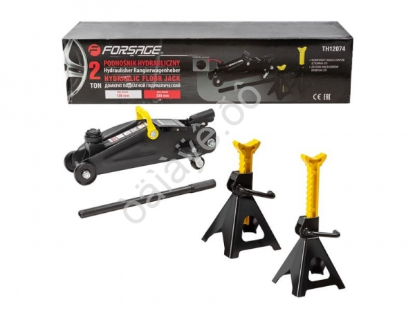 Домкрат подкатной  гидравлический 2т 130-330мм с комплектом стоек механических 2т+резин. накладк Forsage