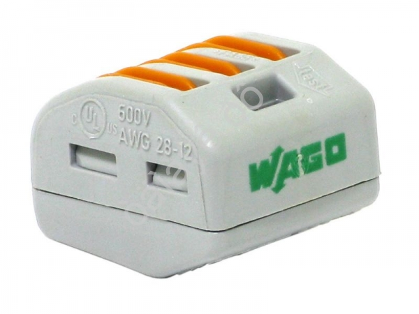 Клемма универсальная, 3-проводная wago, серая (0,08-2,5/4 мм кв.) Клемма универсальная, 3-проводная wago, серая (0,08-2,5/4 мм кв.)