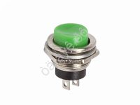Выключатель-кнопка металл 250V 2А (2с) OFF-(ON) Ø16.2 зеленая (RWD-306) REXANT