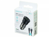 Зарядное устройство в прикуриватель 1USB3.0 Quick Charger + кабель micro USB/Android черный, прозрачный черный BOROFONE BZ23 (98шт в уп) Borofone
