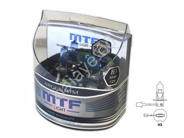 Набор ламп MTF H3 12V55W Argentum+80% 4000K (Корея)