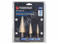 Сверла по металлу ступенчатые, набор 3 пр. Forsage