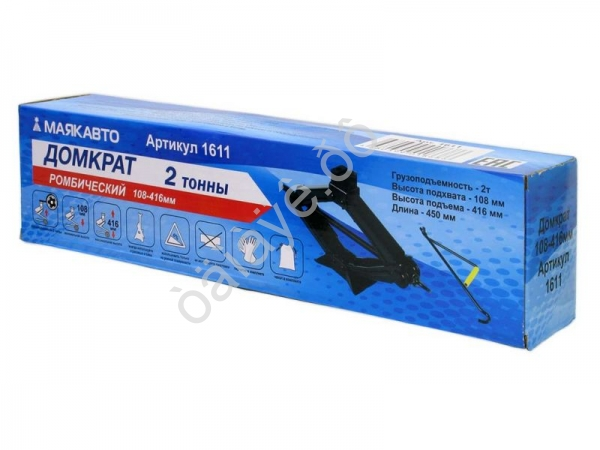 Домкрат ромбический 2т h=108-416мм с резиновой накладкой (L-450мм) МАЯКАВТО™ /1/10_