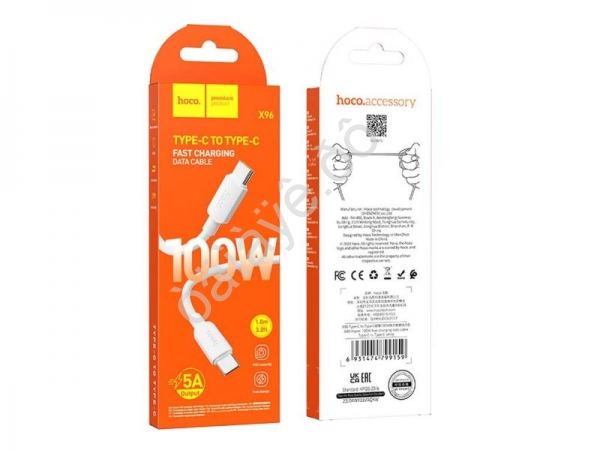 Дата-кабель универ. Type-C - Type-C 1 м, 5А/100W, белый HOCO X96