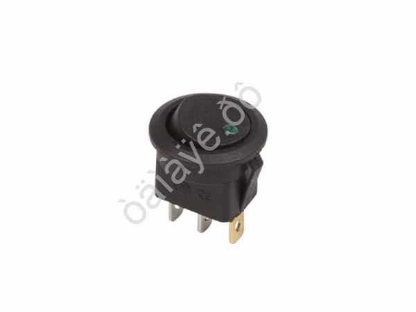 Переключатель 12V 16A (3c) ON-OFF черный с зеленой подсветкой/10