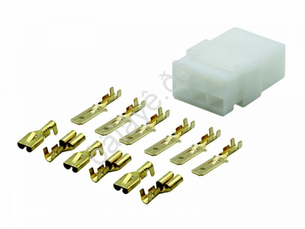Монтажный разъем 6 контактов (6.3мм) без провода, негерметичный, комплект (приемная и ответная части AVY-0249 /10 Монтажный разъем 6 контактов (6.3мм) без провода, негерметичный, комплект (приемная и ответная части AVY-0249 /10