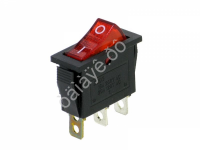 Кнопка 250v 1A(2c) ON-(OFF) с фиксацией  красная 3 контакта