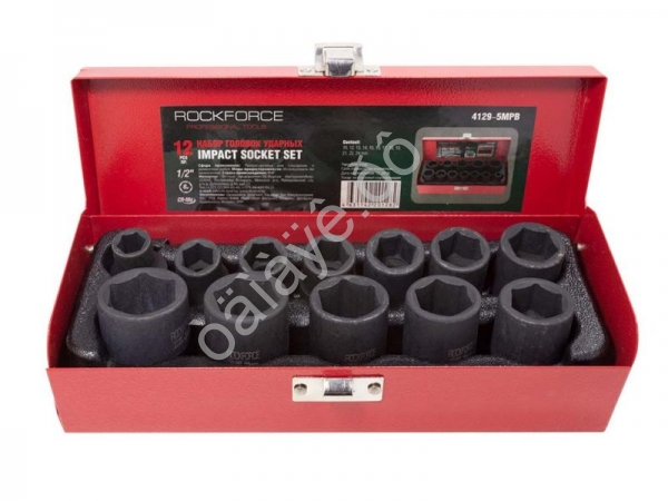 Головки ударные, набор 12пр., 1/2" (6гр.) RockFORCE