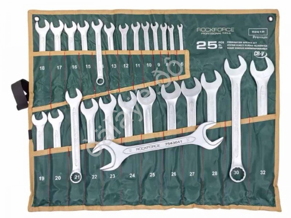 Ключи комбинированные (6-28, 30, 32мм) и ключ рожковый 36х41мм, набор 25+1пр. RockFORCE Ключи комбинированные (6-28, 30, 32мм) и ключ рожковый 36х41мм, набор 25+1пр. RockFORCE