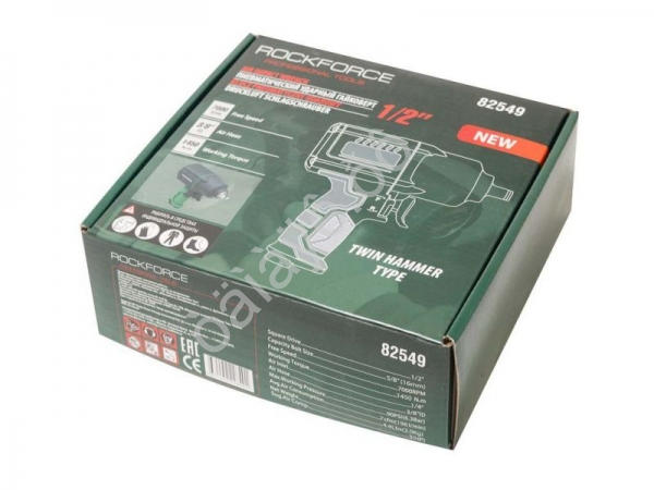 Пневмогайковерт ударный "Twin Hammer" с реверсом и регулир. усилия в облег. корпусе 1/2" (1450Hм, 7000 об/мин,6.bar,198 л/мин,вес 2кг) RockFORCE Пневмогайковерт ударный "Twin Hammer" с реверсом и регулир. усилия в облег. корпусе 1/2" (1450Hм, 7000 об/мин,6.bar,198 л/мин,вес 2кг) RockFORCE