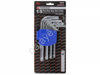 Ключи Г-обр. TORX, н-р 15пр. (Т6,T7,T8,T9,0,5,Т20, Т25,Т27,Т0,Т40,Т45,Т50,Т55,Т60) Forsage