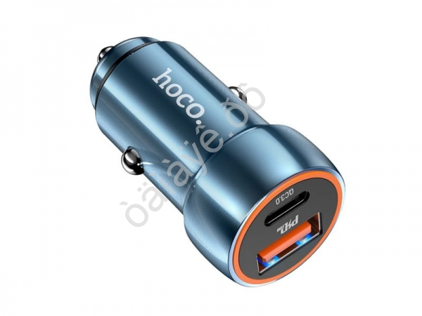 Зарядное устройство в прикуриватель 1USB3.0 Quick Charger+1PD Type-C(20W), синий HOCO Z46A Hoco