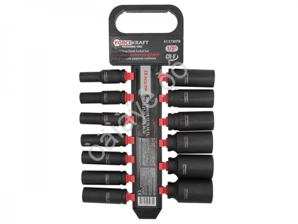 Набор головок ударных глубоких13пр.,1/2'(10, 12-15, 17, 19, 21, 22, 24, 27, 30, 32мм), на пластиков FORCEKRAFT