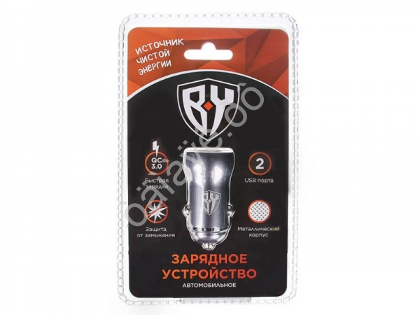 АЗУ в прикуриватель  2xUSB, 3A, QC3.0