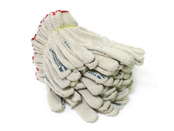 Перчатки х/б с ПВХ  7,5кл. 5-нитка белые /10/300