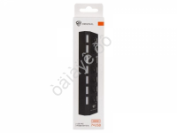 Хаб-USB 7xUSB2.0 BY с выключателями, кабель USB(A) 15см, пластик, чёрный