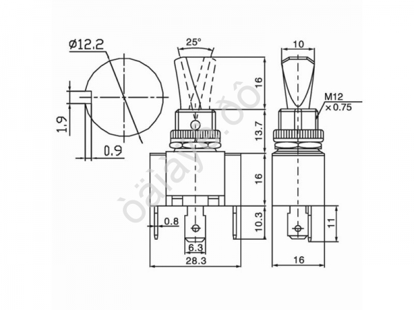 Тумблер 12V 30А (3c) ON-OFF однополюсный с зеленой LED подсветкой (ASW-07D-2) REXANT