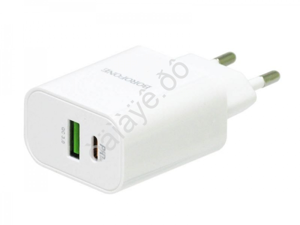 СЗУ 220В, 1USB 3.0 Quick Charger + 1PD Type-C(20W), белый BOROFONE BA55A (35 шт в уп) Borofone
