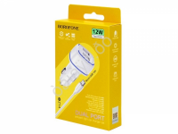 АЗУ в прикуриватель 2USB + провод MicroUSB 1м, Borofone, белый BZ14