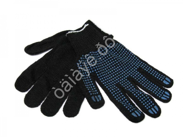 Перчатки х/б с ПВХ  7,5кл. 5-нитка чёрные /10/300