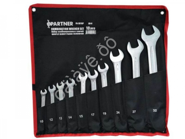 Набор ключей комбинированных 10пр(10,12-15,17,19,24,27,32мм)на полотне Partner Набор ключей комбинированных 10пр(10,12-15,17,19,24,27,32мм)на полотне Partner
