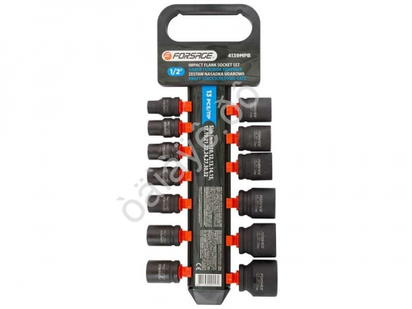 Набор головок ударных 13пр.,1/2"(10, 12-15, 17, 19, 21, 22, 24, 27, 30, 32мм), на пластиковом держат Forsage