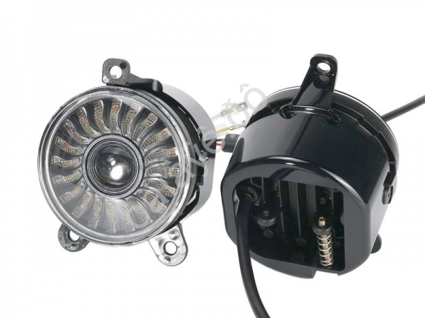 Фары противотуманные светодиодные универсальные круглые ДХО + поворотник 12-24V, 18w, 3,5in, 1800lm (2шт.) HL-C238