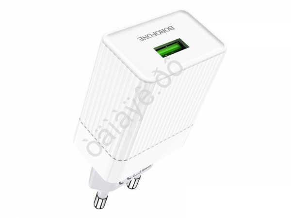 СЗУ 220В,  1USB 3.0 Quick Charger, белый BOROFONE BA47A (34шт в уп) Borofone