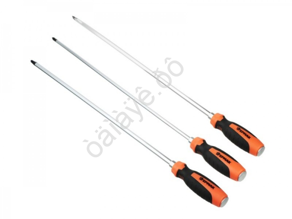 Набор из 3х удлинённых отверток с затыльником под hex: SL8*450мм, PH2*450мм, PH3*450мм ЕРМАК Набор из 3х удлинённых отверток с затыльником под hex: SL8*450мм, PH2*450мм, PH3*450мм ЕРМАК