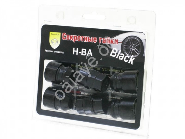 Гайки секретные М12*1,5*34мм, конус, черные, вращающееся кольцо, 2 кл. 19/21
