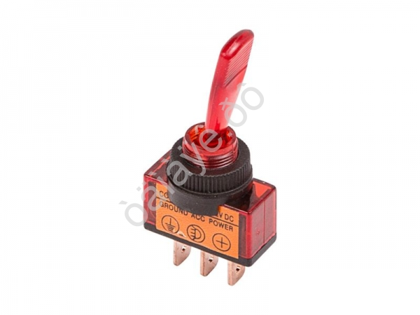 Тумблер 24V 20А (3c) ON-OFF однополюсный с красной подсветкой (ASW-13D) REXANT