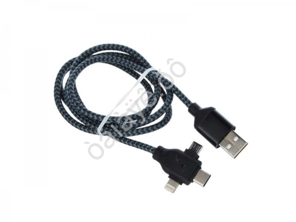 Дата-кабель универ. 3в1, Lightning, MicroUSB, Type-C,  1м, 2А, FORZA /1/10/200