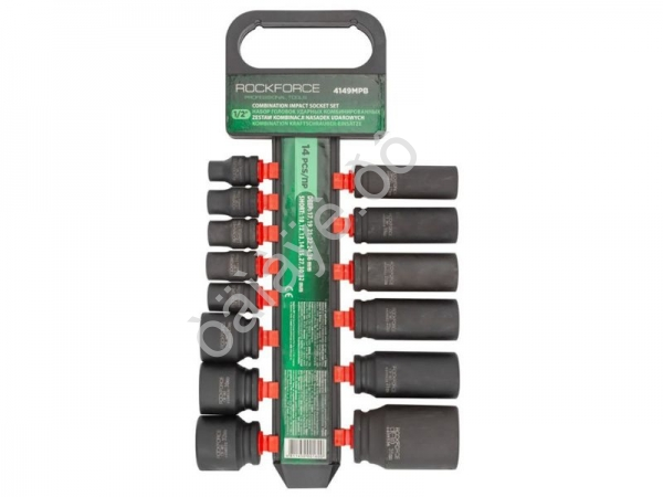 Набор головок ударных комбинированный 14пр.,1/2"(короткие:10,12-15,27,0,2мм;глубокие:17,19,21,22,2  RockFORCE
