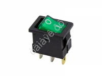 Выключатель клавишный 12V 15А (3с) ON-OFF зеленый  с подсветкой  Mini  (RWB-206-1, SC-768)  REXANT