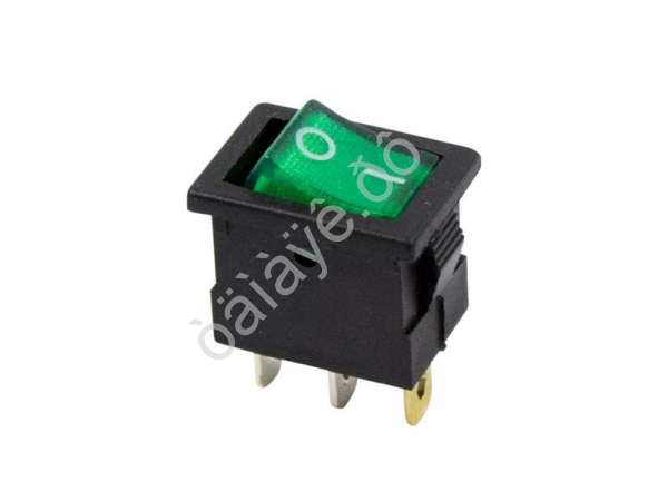 Выключатель клавишный 12V 15А (3с) ON-OFF зеленый  с подсветкой  Mini  (RWB-206-1, SC-768)  REXANT