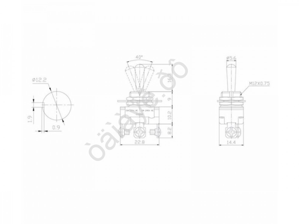 Тумблер 250V 10А (3c) ON-OFF-ON однополюсный Mini (ASW-23) REXANT