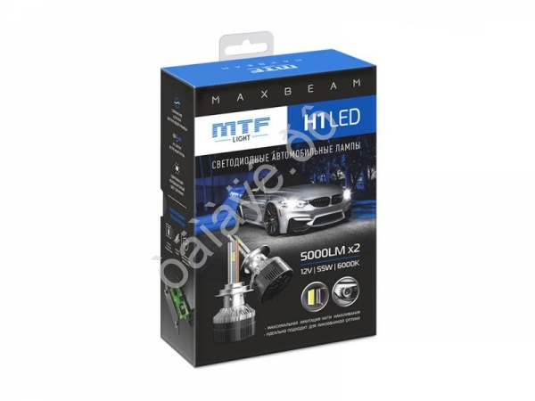 Светодиодные лампы MTF Light, серия MaxBeam, H1, 12V, 55W, 5000lm, 6000K, кулер, комплект.