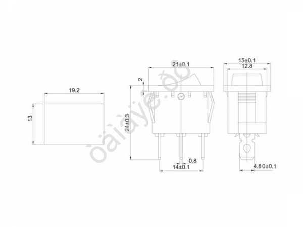 Выключатель клавишный 12V 15А (3с) ON-OFF синий  с подсветкой  Mini  (RWB-206-1, SC-768)  REXANT