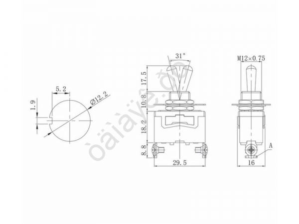 Тумблер 250V 15А (2c) ON-OFF однополюсный  (KN-101)  REXANT