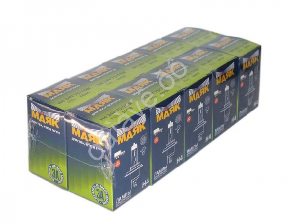 Лампа МАЯК H4 24V 75/70W P43t/10/100/400 Лампа МАЯК H4 24V 75/70W P43t/10/100/400