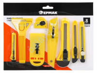 Набор ножей, выдвижные лезвия, 9 мм-4 шт, 18 мм-2 шт, скребки 39 и 50 мм ЕРМАК