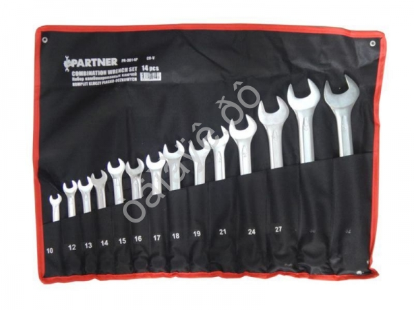 Набор ключей комбинированных, 14пр.(10, 12-19, 21, 24, 27, 30, 32мм), на полотне Partner
