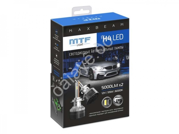 Светодиодные лампы MTF Light, серия MaxBeam, H4, 12V, 55W, 5000lm, 6000K, кулер, комплект. Светодиодные лампы MTF Light, серия MaxBeam, H4, 12V, 55W, 5000lm, 6000K, кулер, комплект.