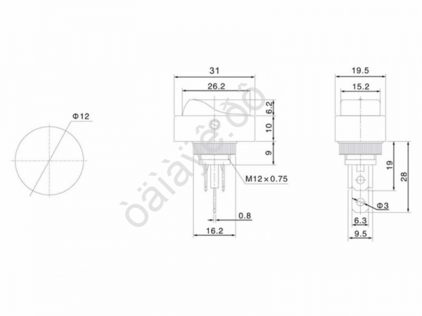 Выключатель клавишный 12V 30А (3с) ON-OFF черный ОВАЛ с зеленой LED подсветкой (RWB-523, ASW-20D) REXANT