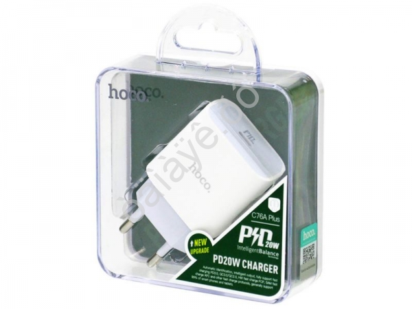 СЗУ 220В,  1хType-C (20W), белый HOCO C76A Plus (20шт в уп) Hoco