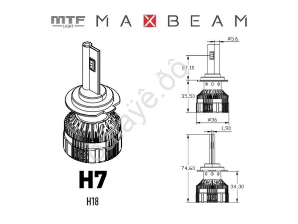 Светодиодные лампы MTF Light, серия MaxBeam, H7, 12V, 55W, 5000lm, 6000K, кулер, комплект.