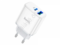 СЗУ 220В, PD 1Type-C(20W)+1USB3.0 Quick Charger, белый HOCO C105A (13шт в уп) Hoco