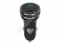 АЗУ в прикуриватель с дисплеем и подсветкой 12/24 В, 48 Вт QC, PD, PPS, Type-c/USB-A, алюминий BY