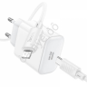 СЗУ 220В,  1хType-C (20W)+кабель lightning USB/ Iphone/-Type-C(X36), белый HOCO C76A Plus (20шт в уп) Hoco