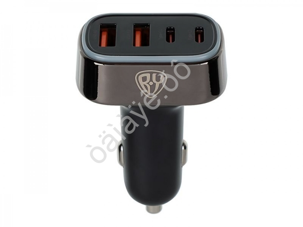 АЗУ в прикуриватель с подсветкой 12/24 В, 70 Вт QC, PD 2*Type-c/2*USB-A, алюминий, пластик BY